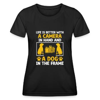 Dog Lover Photography Loves Dog Photographer Dogs - Women's Functional T-Shirt - black - Front - AI Model Female 172 light (172cm)