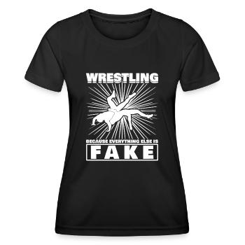 Wrestler Fake Wrestling - Frauen Funktions-T-Shirt - Schwarz - Vorne - AI Model Female 172 light (172cm)