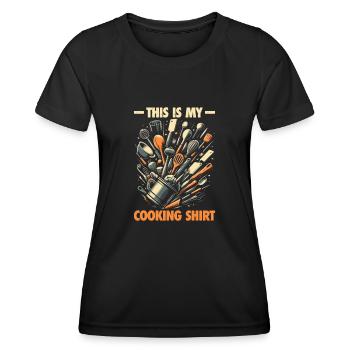 Kochen mit Stil - This Is My Cooking Shirt - Frauen Funktions-T-Shirt - Schwarz - Vorne - AI Model Female 172 light (172cm)