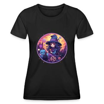 Kawaii Chibi Hexe Halloween Verkleidung Anime - Frauen Funktions-T-Shirt - Schwarz - Vorne - AI Model Female 172 light (172cm)
