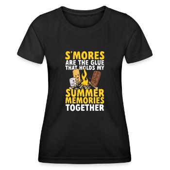 S'more Lagerfeuer Marshmallow Camping - Frauen Funktions-T-Shirt - Schwarz - Vorne - AI Model Female 172 light (172cm)