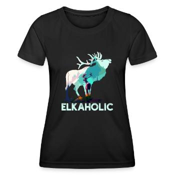 Elchjagd Elkaholic Jäger - Frauen Funktions-T-Shirt - Schwarz - Vorne - AI Model Female 172 light (172cm)
