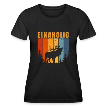 Elchjagd Elkaholic Jäger - Frauen Funktions-T-Shirt - Schwarz - Vorne - AI Model Female 172 light (172cm)
