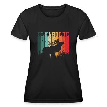 Elk Hunting Elkaholic Hunters - Women's Functional T-Shirt - black - Front - AI Model Female 172 light (172cm)