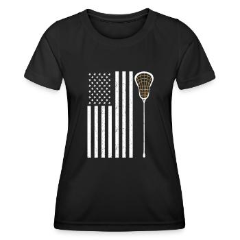 USA Lacrosse Flag - Women's Functional T-Shirt - black - Front - AI Model Female 172 light (172cm)