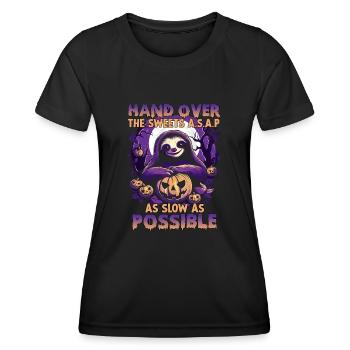 Costume d'Halloween de paresseux effrayant | - T-shirt sport Femme - noir - Devant - AI Model Female 172 light (172cm)