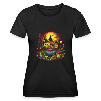 Halloween Citrouille Seau Candy Bucket Costume - T-shirt sport Femme - noir - Devant - AI Model Female 172 light (172cm)