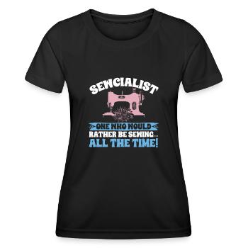 Machine à coudre Couturière Couture couture - T-shirt sport Femme - noir - Devant - AI Model Female 172 light (172cm)