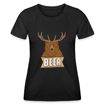 Beer Bear Beer Fans Animal Lovers Nature Beer Forest - Women's Functional T-Shirt - black - Front - AI Model Female 172 light (172cm)