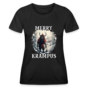 Krampus T | Costume de Krampus | Père Noël - T-shirt sport Femme - noir - Devant - AI Model Female 172 light (172cm)