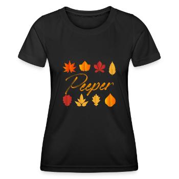 Peeper Tree Leaves Collector Fall Season Peeping - Frauen Funktions-T-Shirt - Schwarz - Vorne - AI Model Female 172 light (172cm)