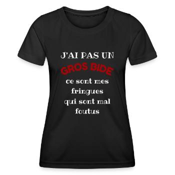 cadeau homme, femme, humour, t-shirt humoristique - T-shirt sport Femme - noir - Devant - AI Model Female 172 light (172cm)