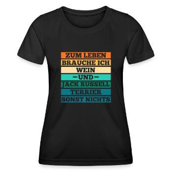 Wein Hund Jacke Russell - Frauen Funktions-T-Shirt - Schwarz - Vorne - AI Model Female 172 light (172cm)