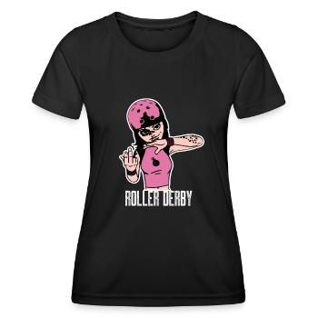 Roller Derby Skater Girl Rollers en ligne - T-shirt sport Femme - noir - Devant - AI Model Female 172 light (172cm)