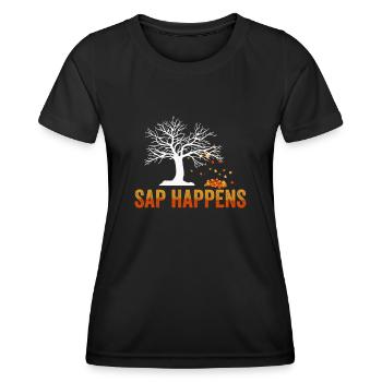 Sirop d’érable arbre tapotement drôle automne - T-shirt sport Femme - noir - Devant - AI Model Female 172 light (172cm)