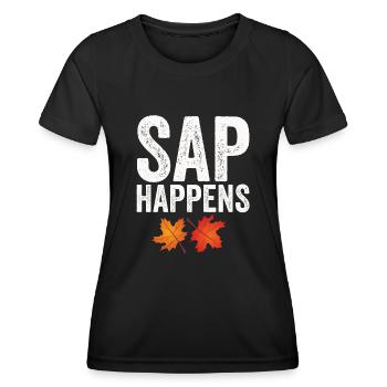 Ahornsirup Baum Klopfen Lustiger Herbst - Frauen Funktions-T-Shirt - Schwarz - Vorne - AI Model Female 172 light (172cm)