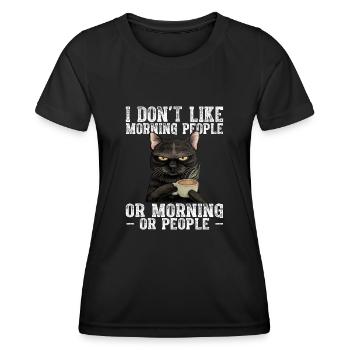 Je n’aime pas les gens du matin ou les matins ou les gens - T-shirt sport Femme - noir - Devant - AI Model Female 172 light (172cm)