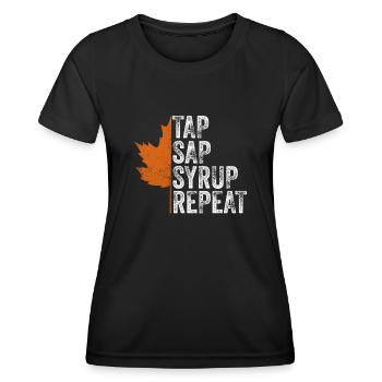 Maple Tree Essence Männer Frauen Lustig - Frauen Funktions-T-Shirt - Schwarz - Vorne - AI Model Female 172 light (172cm)