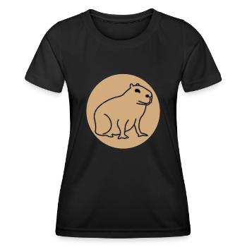 Capybaras Happy Capybara - Frauen Funktions-T-Shirt - Schwarz - Vorne - AI Model Female 172 light (172cm)