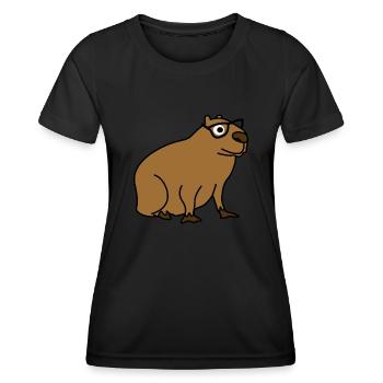 Capybara avec lunettes Nerd Capybaras - T-shirt sport Femme - noir - Devant - AI Model Female 172 light (172cm)