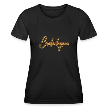 Parkett-Teppich Abschluss-Geschenk Bodenlegerin - Frauen Funktions-T-Shirt - Schwarz - Vorne - AI Model Female 172 light (172cm)