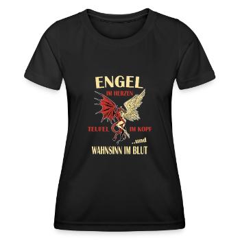 Engel Im Herzen Teufel Im Kopf Fasching Kostüm - Frauen Funktions-T-Shirt - Schwarz - Vorne - AI Model Female 172 light (172cm)