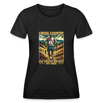 Cross-country - Les vrais athlètes courent des kilomètres et non des verges - T-shirt sport Femme - noir - Devant - AI Model Female 172 light (172cm)