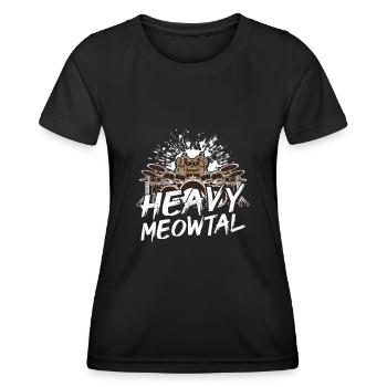 Heavy Meowtal Cat Heavy Metal Rock Headbanger Ca - Women's Functional T-Shirt - black - Front - AI Model Female 172 light (172cm)
