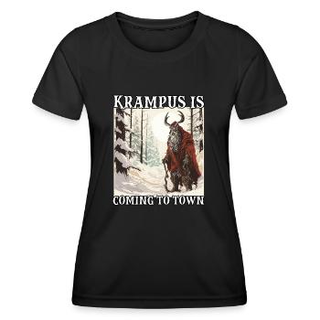 Krampus T Gruseliger Weihnachtsmann Kramperl - Frauen Funktions-T-Shirt - Schwarz - Vorne - AI Model Female 172 light (172cm)