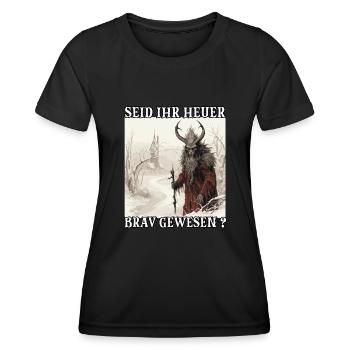 Krampus Maske Krampus Kostüm Kramperl Böser - Frauen Funktions-T-Shirt - Schwarz - Vorne - AI Model Female 172 light (172cm)