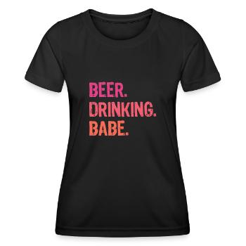 BEER DRINKING BABE Funny Bonfire Campfire - Women's Functional T-Shirt - black - Front - AI Model Female 172 light (172cm)