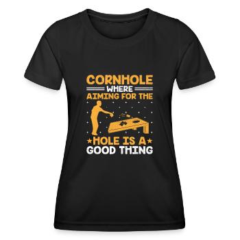 Cornhole Spieler Cornhole Sport Lustig Cornhole Be - Frauen Funktions-T-Shirt - Schwarz - Vorne - AI Model Female 172 light (172cm)