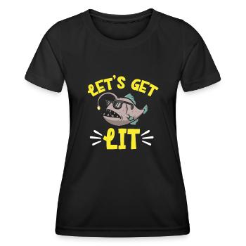 Poisson-grenouille Pêcheur en haute mer Pêcheur à la ligne - T-shirt sport Femme - noir - Devant - AI Model Female 172 light (172cm)