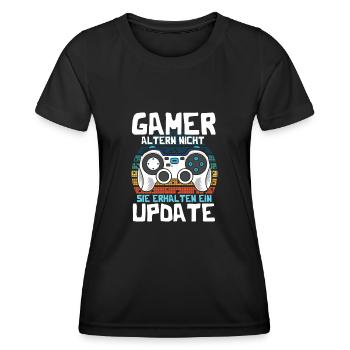 GAMER altern nicht sie erhalten ein UPDATE - Frauen Funktions-T-Shirt - Schwarz - Vorne - AI Model Female 172 light (172cm)