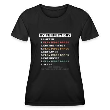 Perfect Day Gaming Bekleidung - Vintage Gamer für - Frauen Funktions-T-Shirt - Schwarz - Vorne - AI Model Female 172 light (172cm)