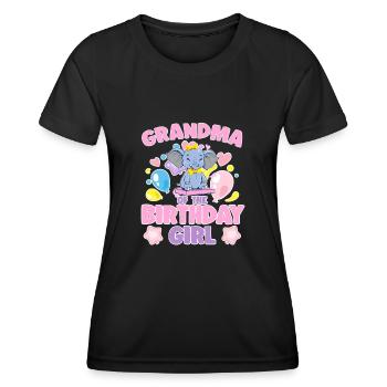 Grand-mère de la fête de famille éléphant fille d’anniversaire - T-shirt sport Femme - noir - Devant - AI Model Female 172 light (172cm)