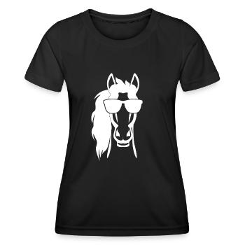 Horse with Sunglasses Riding Horses - Women's Functional T-Shirt - black - Front - AI Model Female 172 light (172cm)