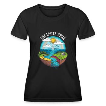 Le cycle de l’eau - Météorologie Prévisions météorologiques - T-shirt sport Femme - noir - Devant - AI Model Female 172 light (172cm)