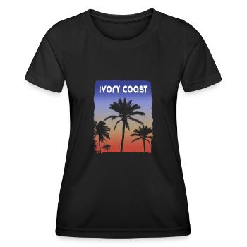 Côte d’Ivoire Afrique coucher de soleil vacances Souvenir Palm - T-shirt sport Femme - noir - Devant - AI Model Female 172 light (172cm)
