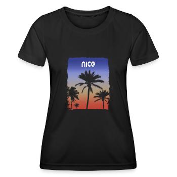 Nice France Sunset Vacation Souvenir Palm Tree - Women's Functional T-Shirt - black - Front - AI Model Female 172 light (172cm)