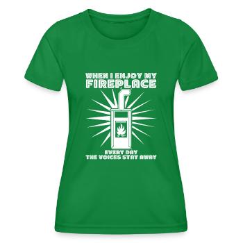 Cheminée, Poêle à bois, Four - T-shirt sport Femme - vert - Devant - AI Model Female 172 dark (172cm)