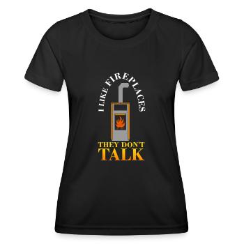 Stove Firewood Joke Fireplace - Women's Functional T-Shirt - black - Front - AI Model Female 172 light (172cm)
