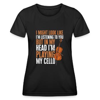 Cello Player Cellist Musician Cello - Women's Functional T-Shirt - black - Front - AI Model Female 172 light (172cm)