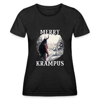Krampus T | Krampus costume Kramperl | Santa Claus - Women's Functional T-Shirt - black - Front - AI Model Female 172 light (172cm)