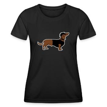Goth Dachshund Gothic - Frauen Funktions-T-Shirt - Schwarz - Vorne - AI Model Female 172 light (172cm)