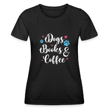 Hunde Bücher Und Kaffee - Frauen Funktions-T-Shirt - Schwarz - Vorne - AI Model Female 172 light (172cm)
