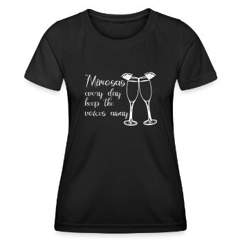 Mimosa Brunch Joke Mimosas - Frauen Funktions-T-Shirt - Schwarz - Vorne - AI Model Female 172 light (172cm)