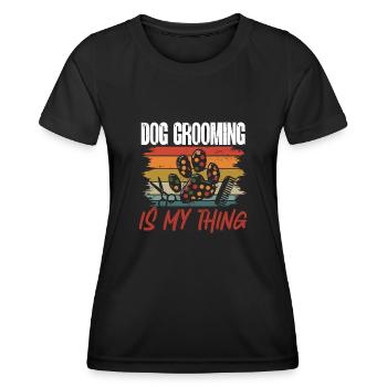 Salon de coiffure pour chiens - T-shirt sport Femme - noir - Devant - AI Model Female 172 light (172cm)