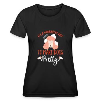 Salon de coiffure pour chiens - T-shirt sport Femme - noir - Devant - AI Model Female 172 light (172cm)