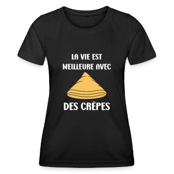 Crêpes Bretagne humour crêpe - T-shirt sport Femme - noir - Devant - AI Model Female 172 light (172cm)